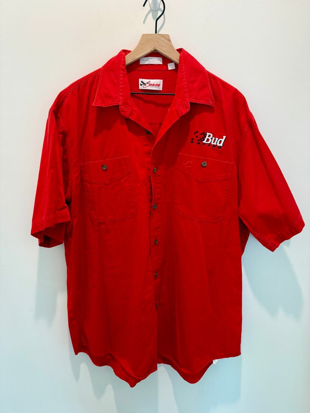 Vintage 90s Bud Racing Chase Racewear Shirt Mens XL NASCAR Red Cotton